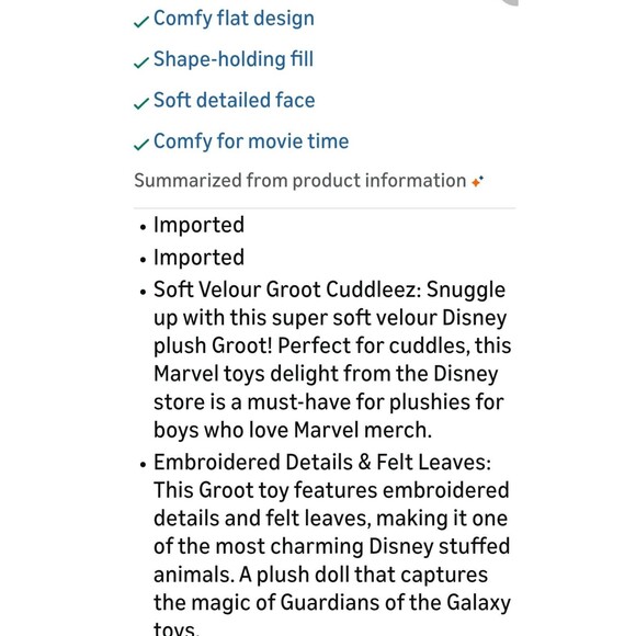 Giant Large 24" pillow Sleeping Groot Cuddleez stuffed Plush Disney Marvel toy - Picture 4 of 9